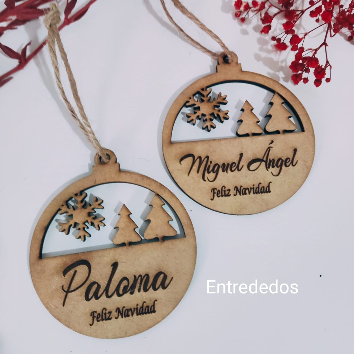 🎄 Bola madera personalizada 🎄 arbolito navideño - Imagen 1