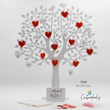 Árbol de deseos con 50 corazones