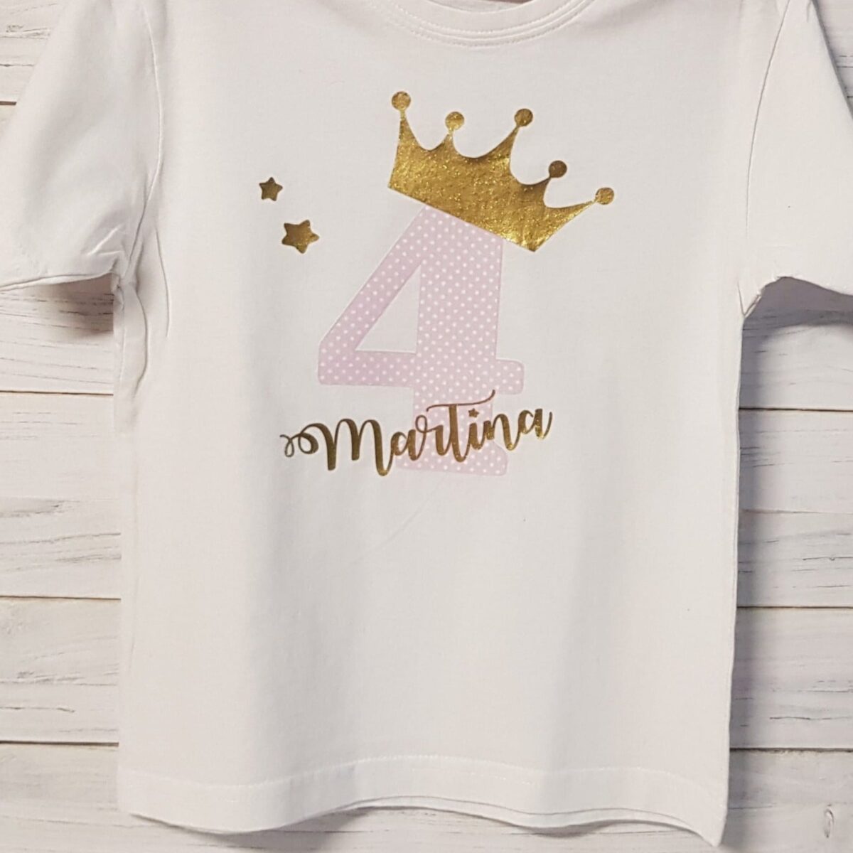 Camiseta niños cumpleaños diseño corona grande (MANGA CORTA) - Imagen 7