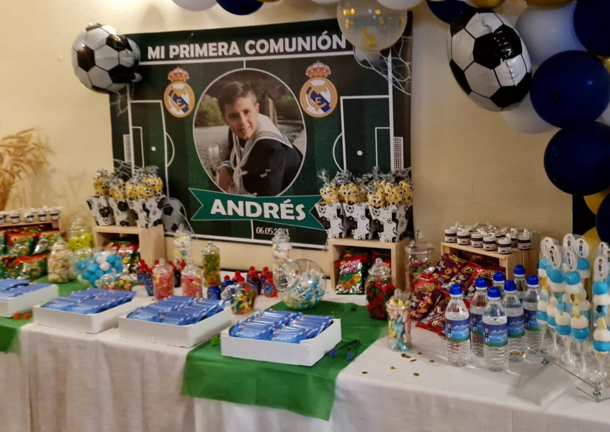 Fondo para mesa dulces FÚTBOL+ 1FOTO+ESCUDO - Imagen 2
