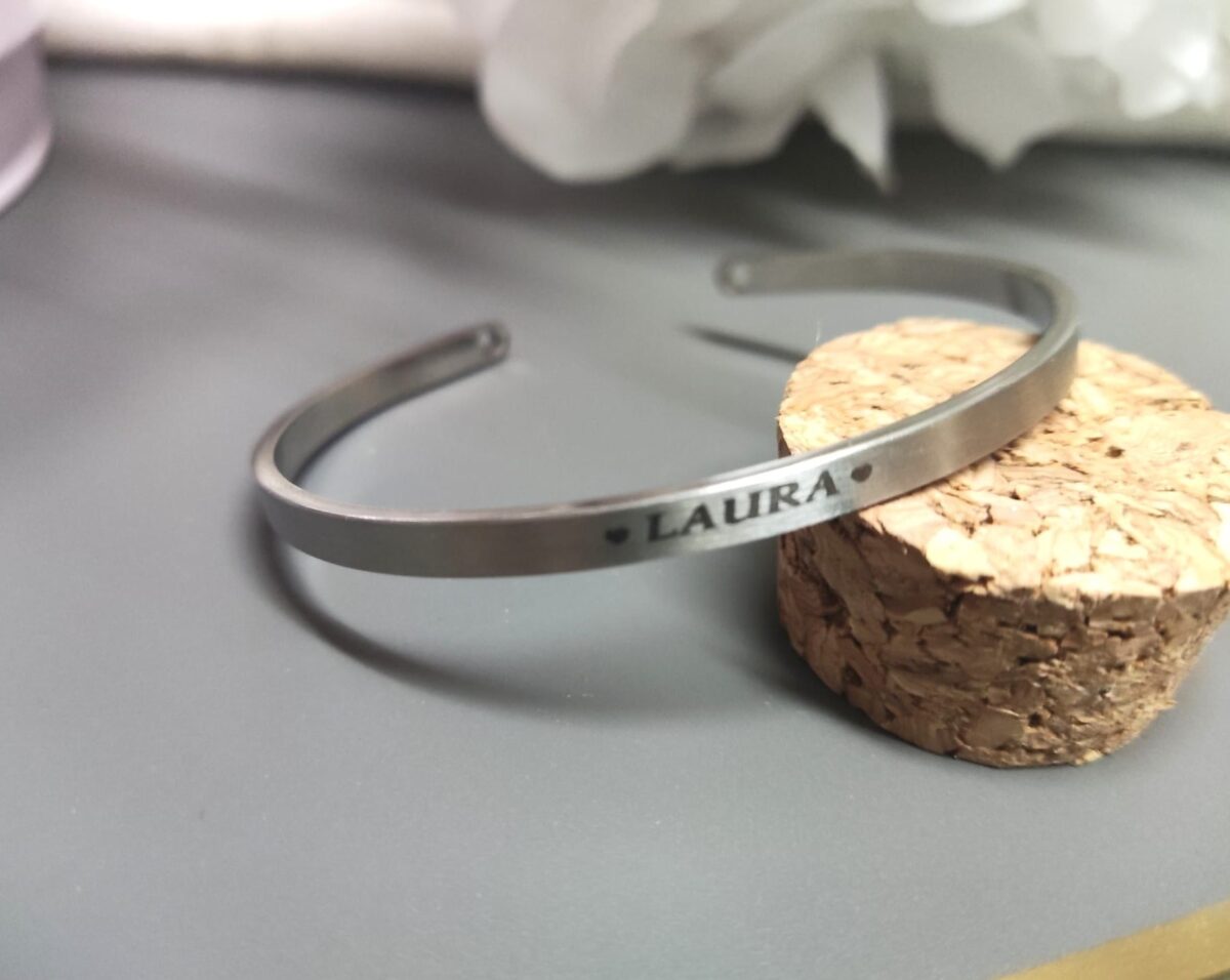 Brazalete o pulsera de acero inoxidable PLATA - Imagen 4