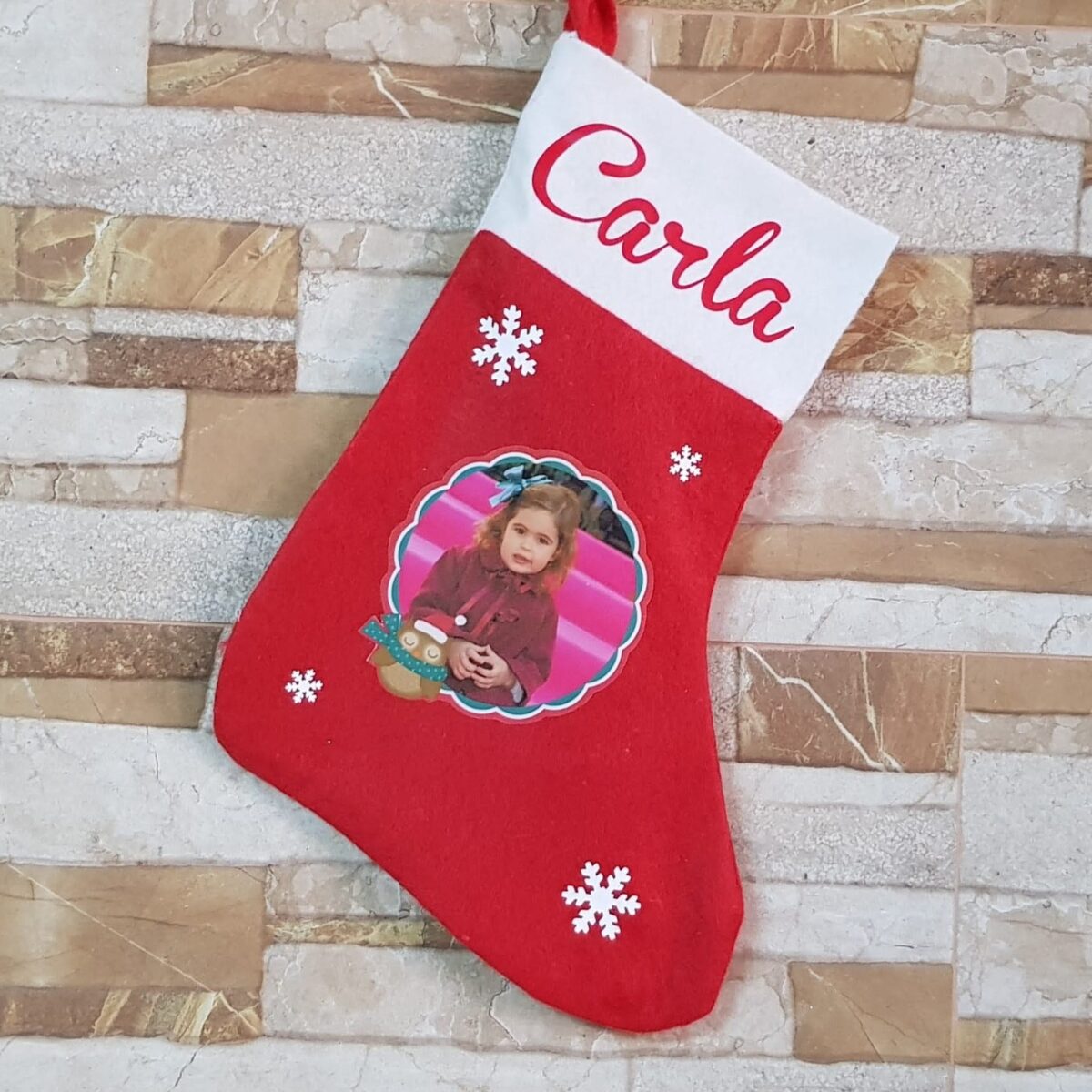 🎄 Calcetín de Navidad personalizado con fotos o nombre solo - Imagen 1