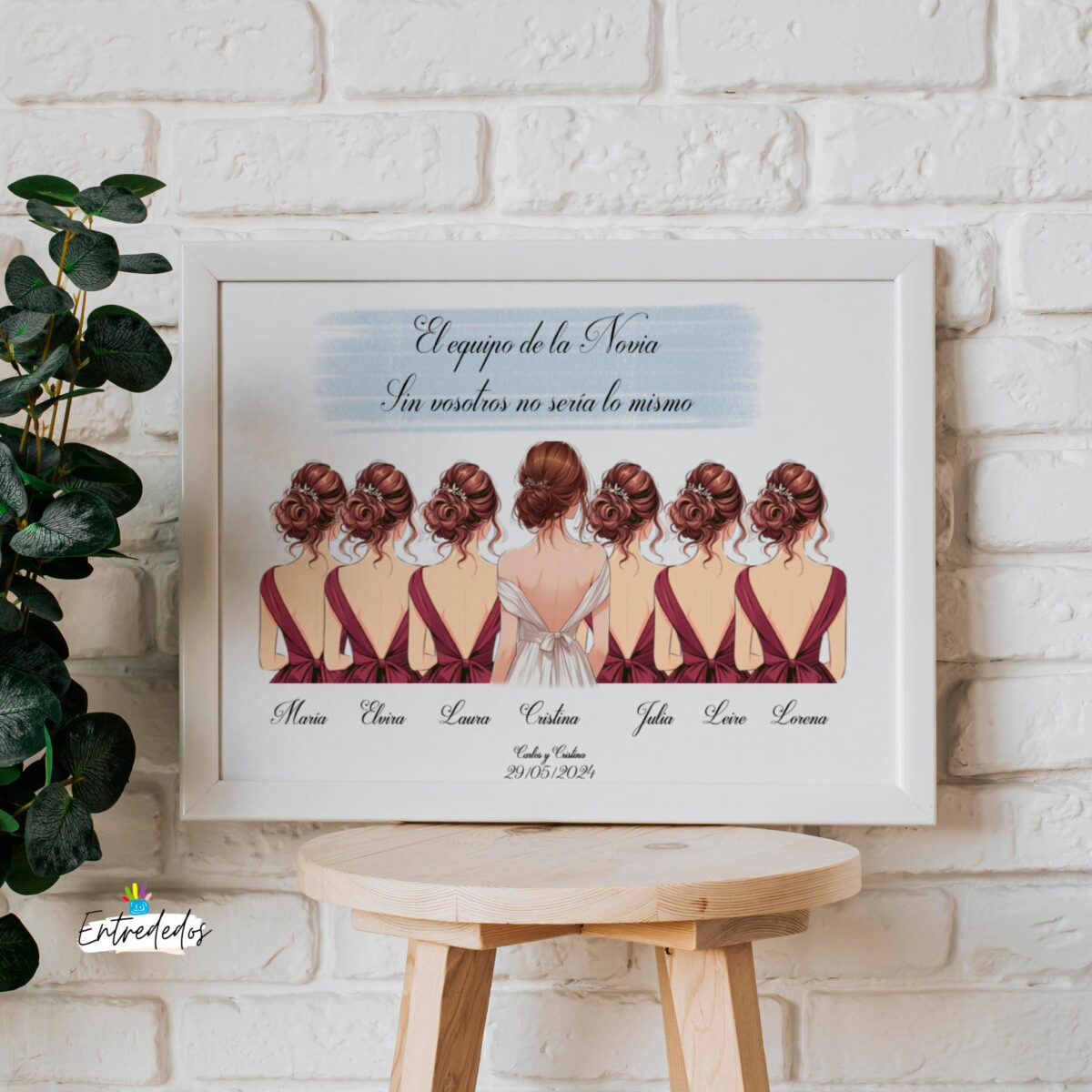 Marco y Lámina para Damas de Honor y novias personalizado - Imagen 4