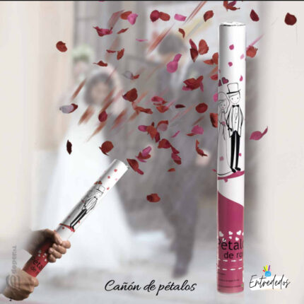 Cañón confeti pétalos rojos