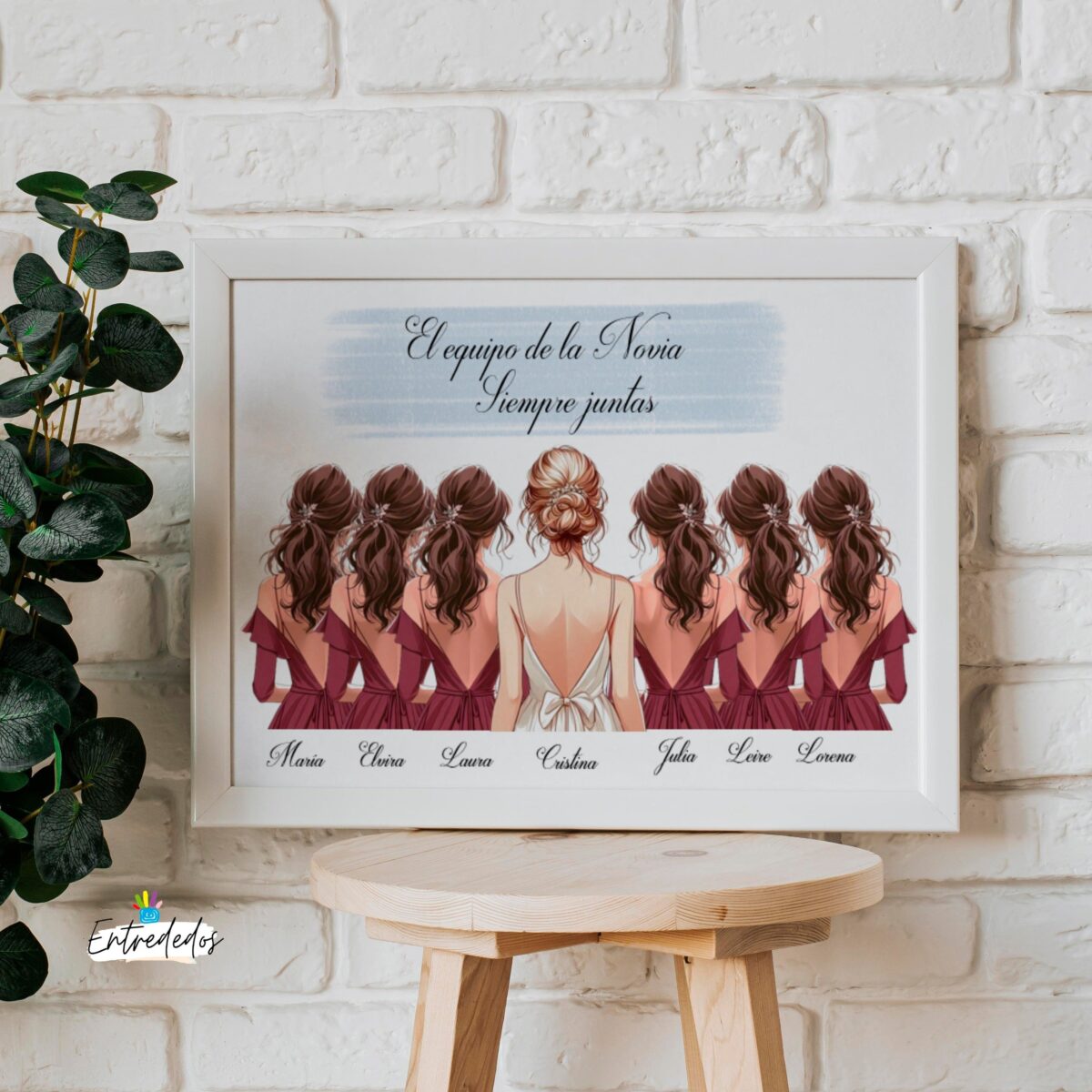 Marco y Lámina para Damas de Honor y novias personalizado - Imagen 3