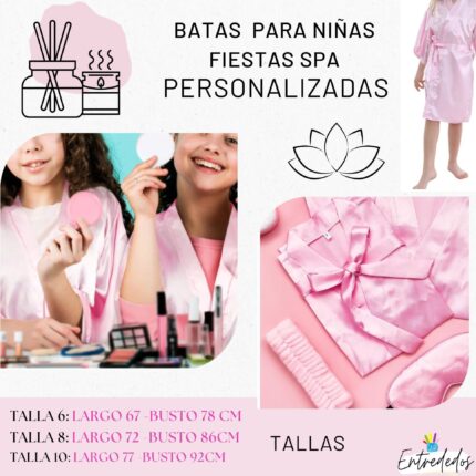 Bata de satén para fiestas spa para niñas
