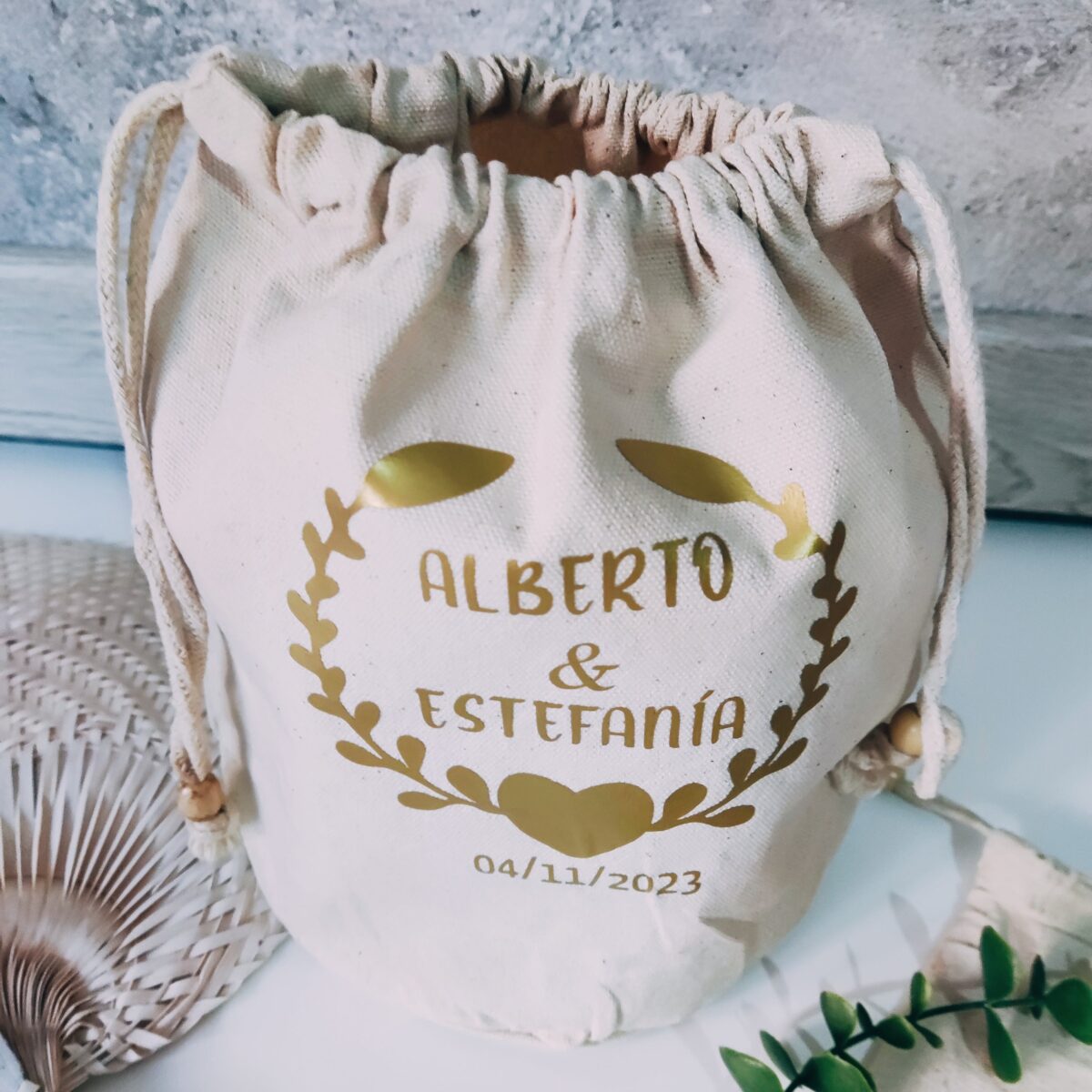 Bolsa limosnera espiga corazón dorado - Imagen 3