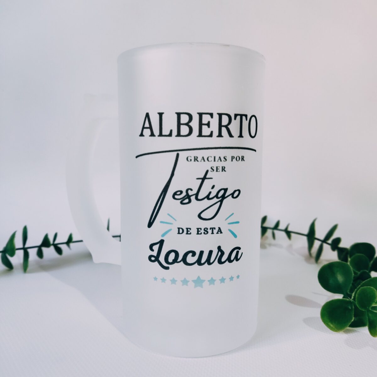 Jarra cerveza testigo personalizada en tonos verdes - Imagen 2