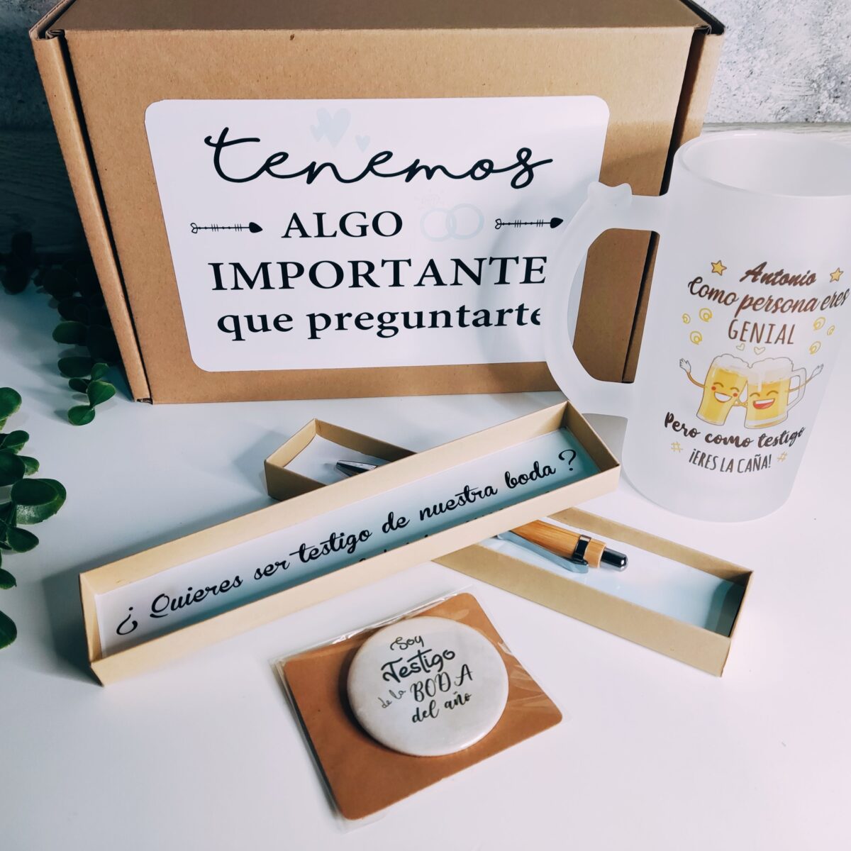 kit regalo testigos con frase como testigo eres la caña - Imagen 1