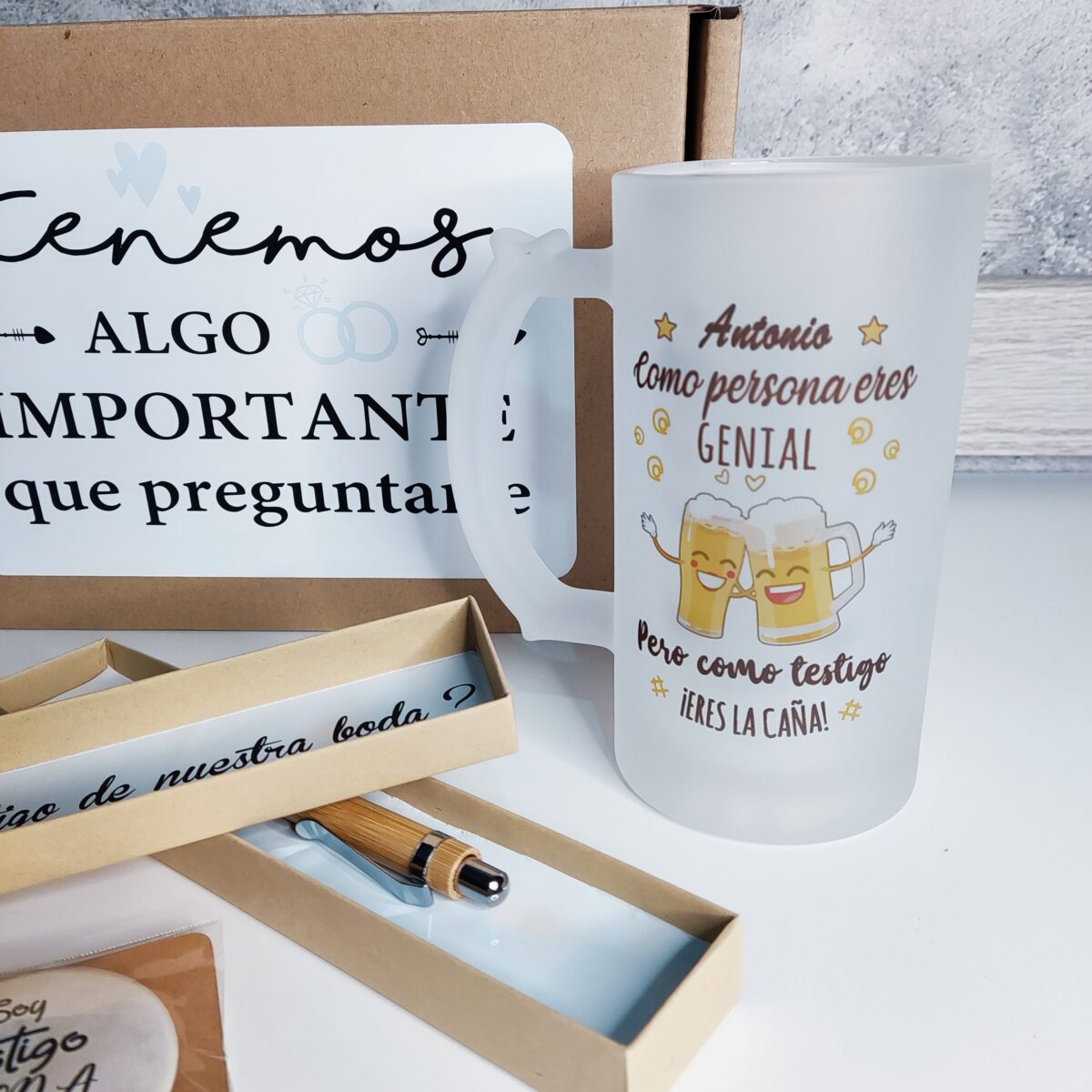 kit regalo testigos con frase como testigo eres la caña - Imagen 4