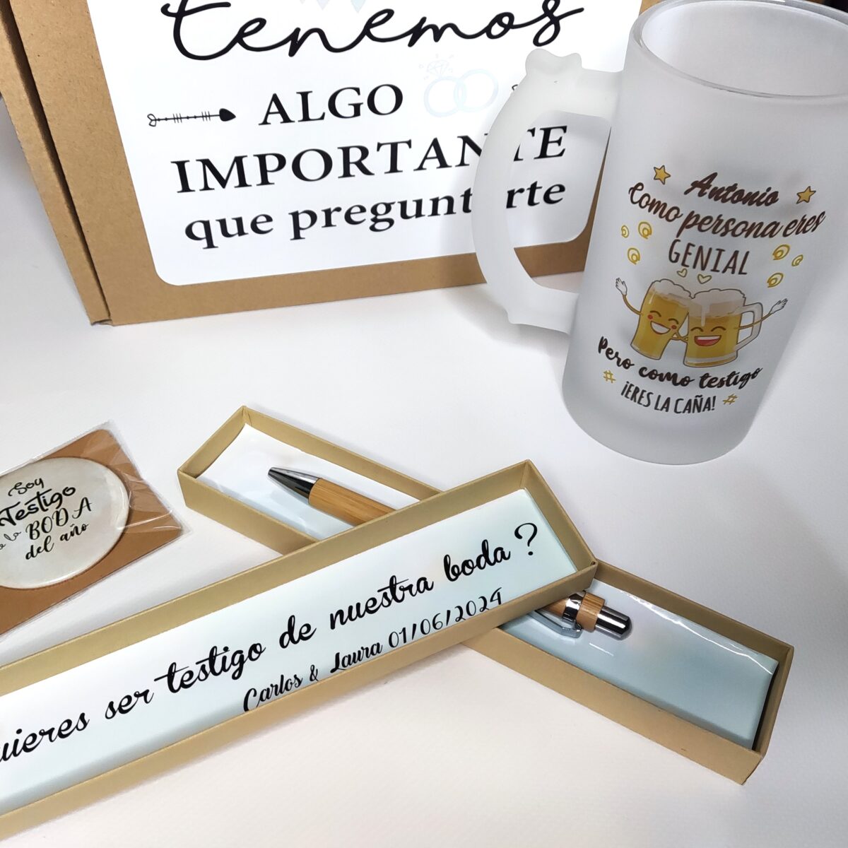 kit regalo testigos con frase como testigo eres la caña - Imagen 3