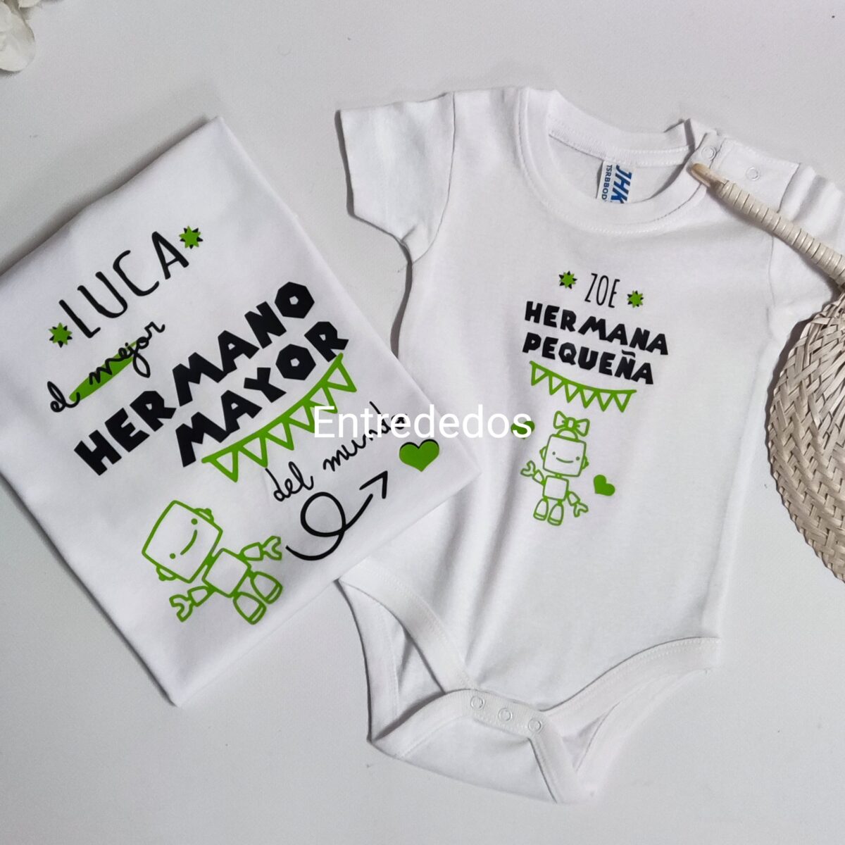 Camiseta niños para hermanos con diseño robot (MANGA CORTA) - Imagen 4