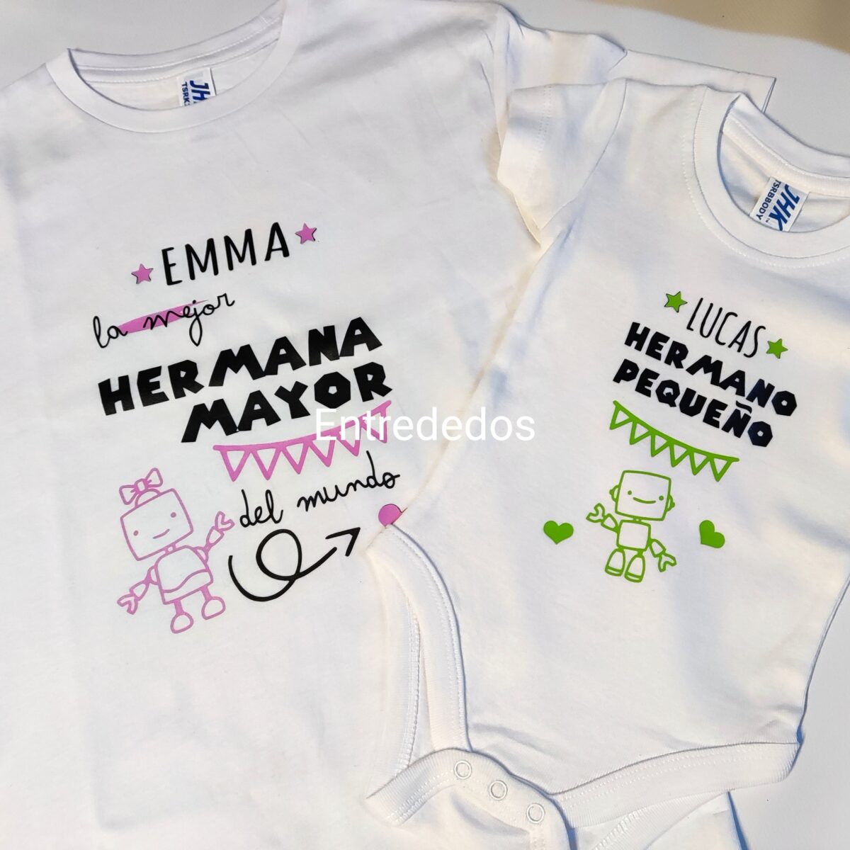 Camiseta niños para hermanos con diseño robot (MANGA CORTA) - Imagen 5