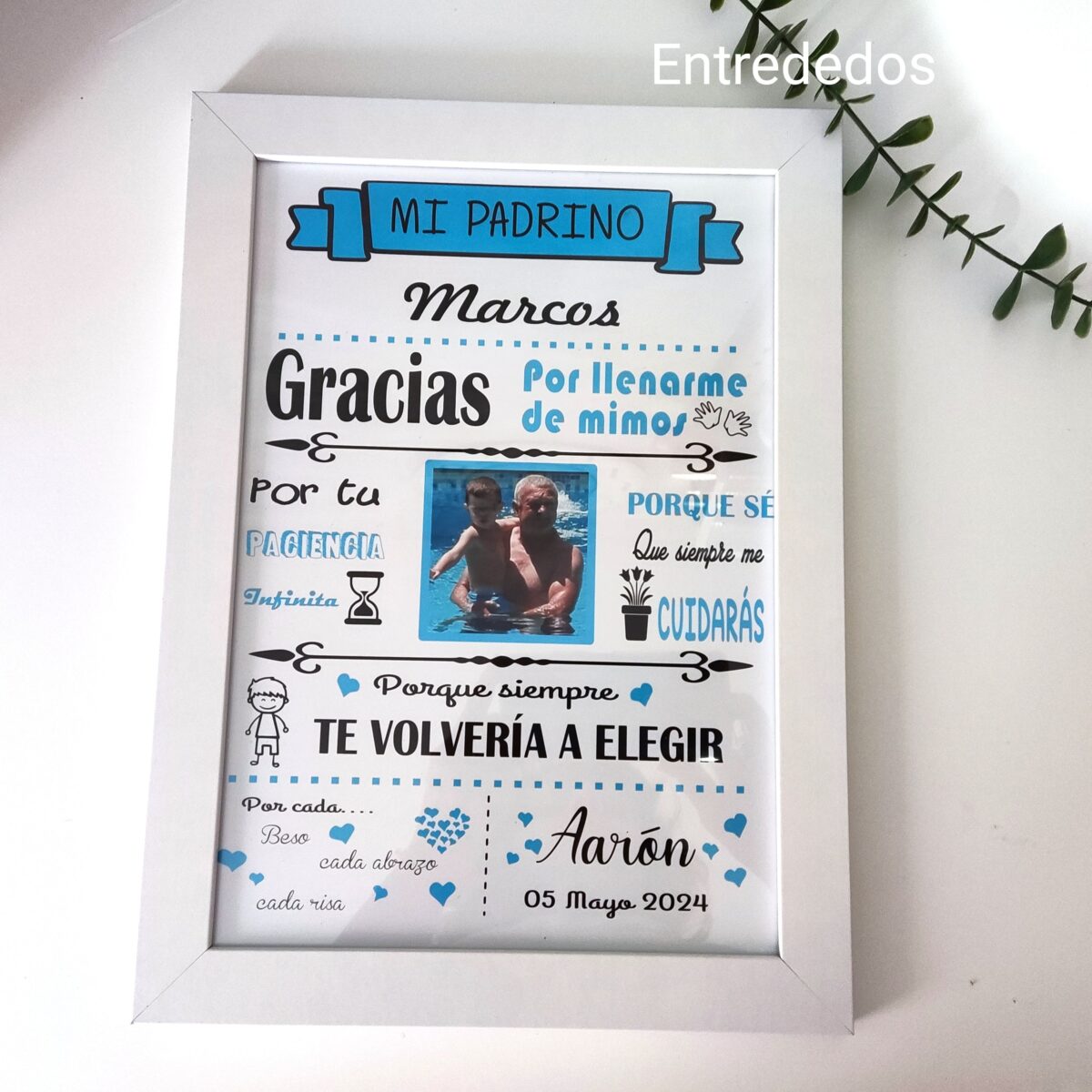 Cuadro y Lámina personalizada PADRINO COLOR AZUL - Imagen 1