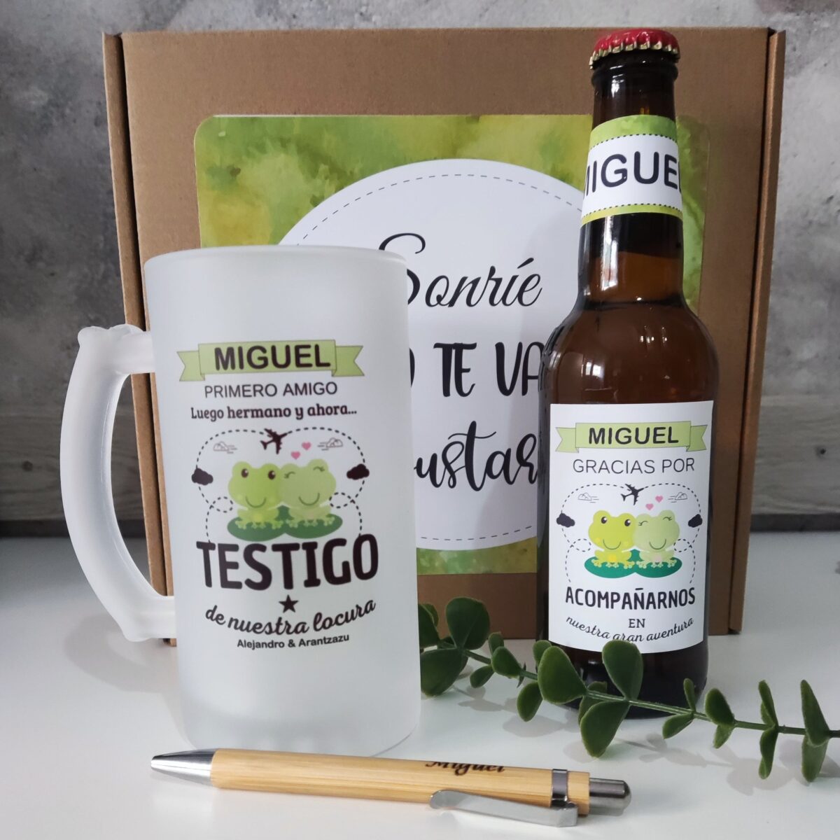 kit testigos personalizado con diseño ranitas - Imagen 1