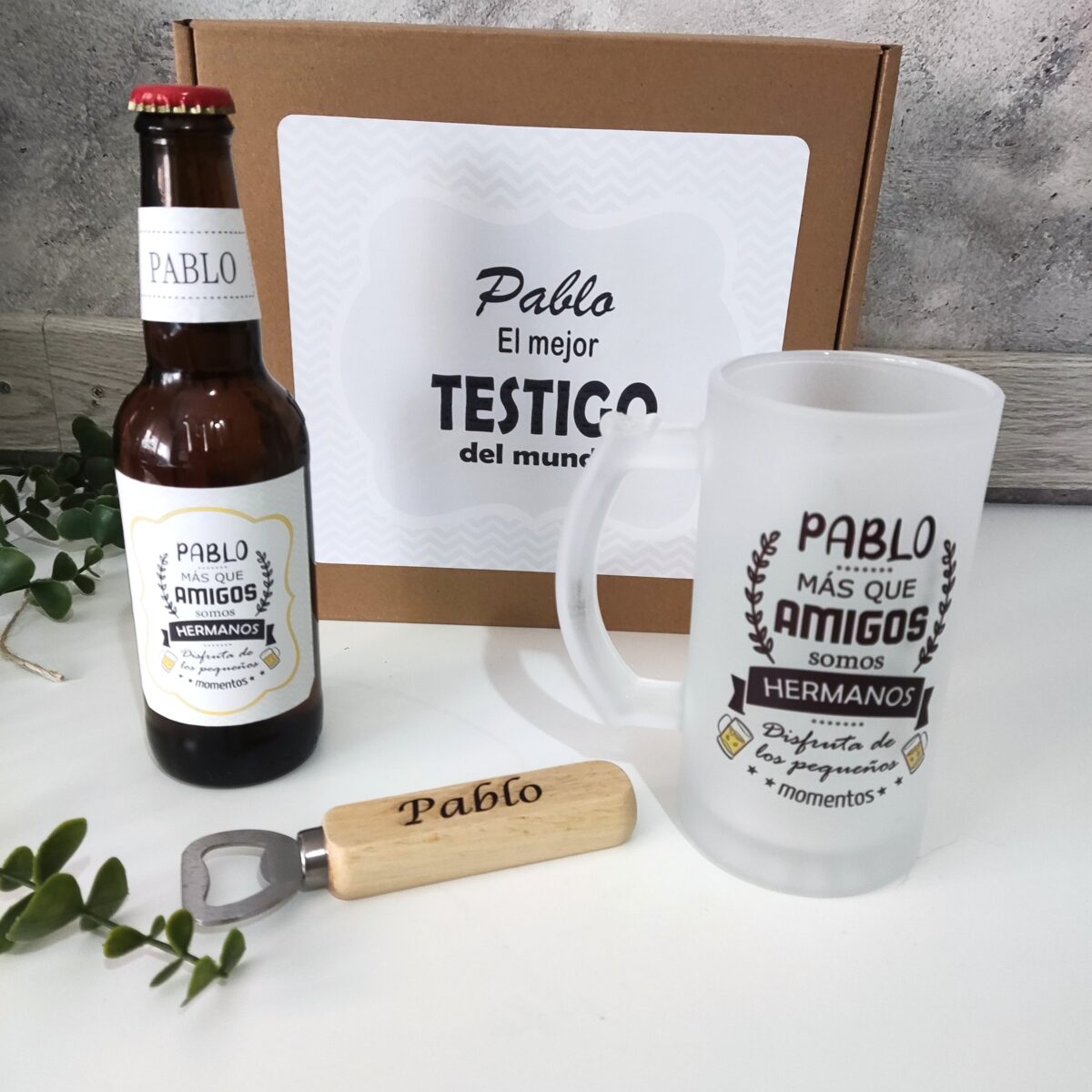 kit regalo testigos con diseño más que amigos somos hermanos - Imagen 2