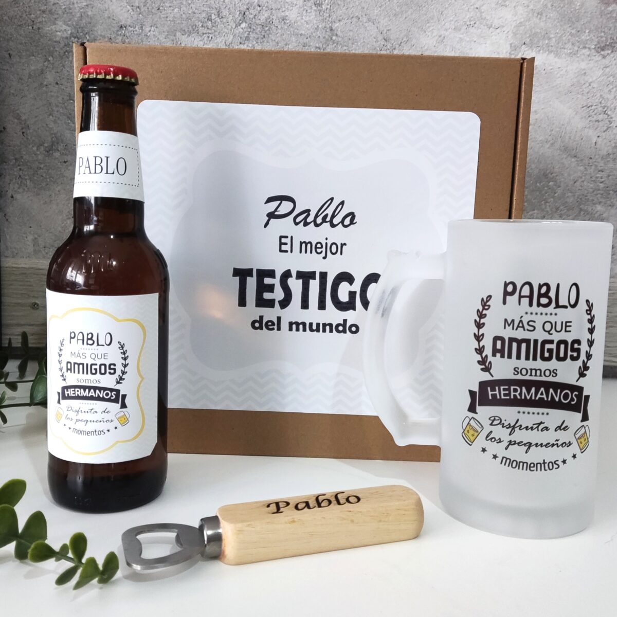 kit regalo testigos con diseño más que amigos somos hermanos - Imagen 1