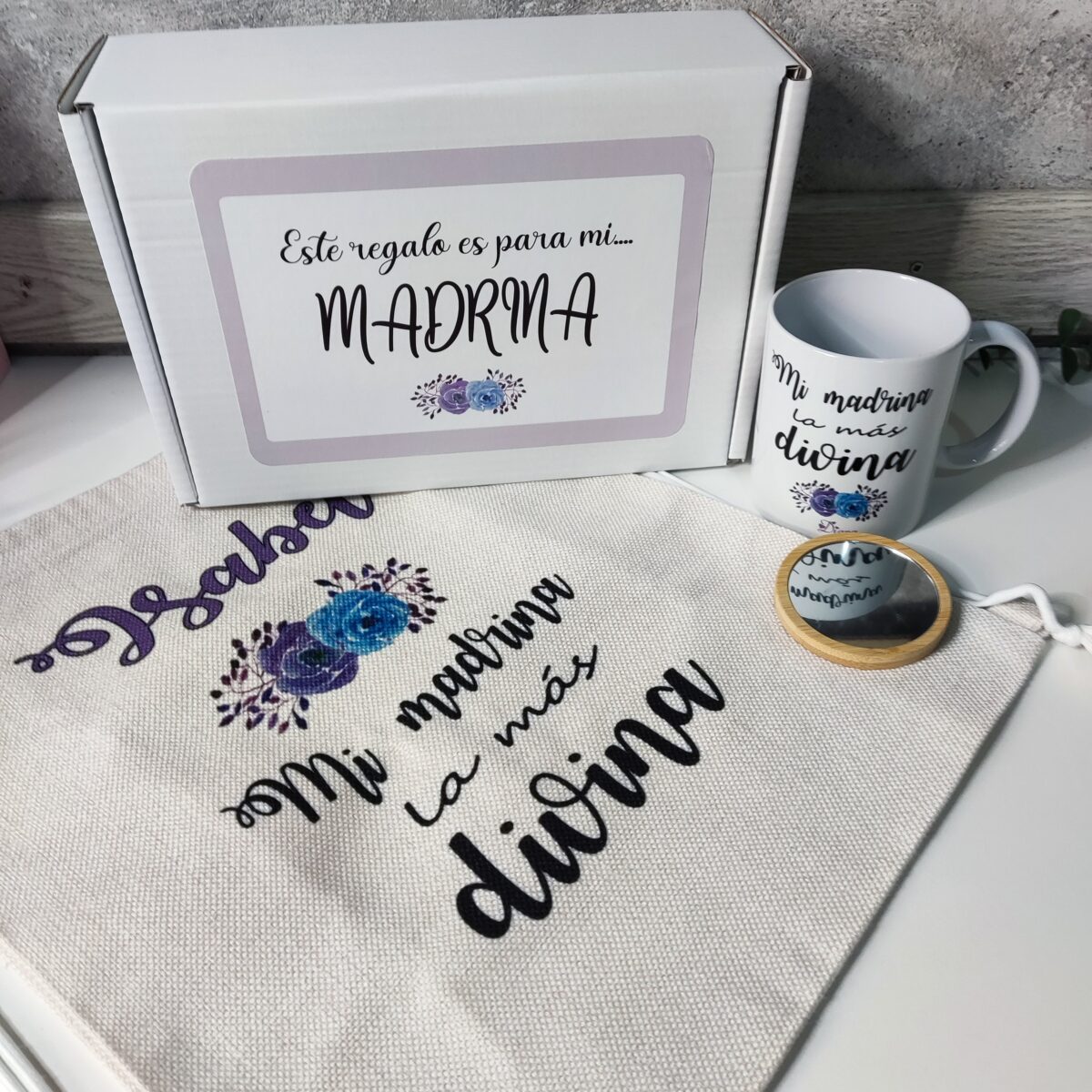 Kit regalo  mujer para madrinas flor azul - Imagen 5