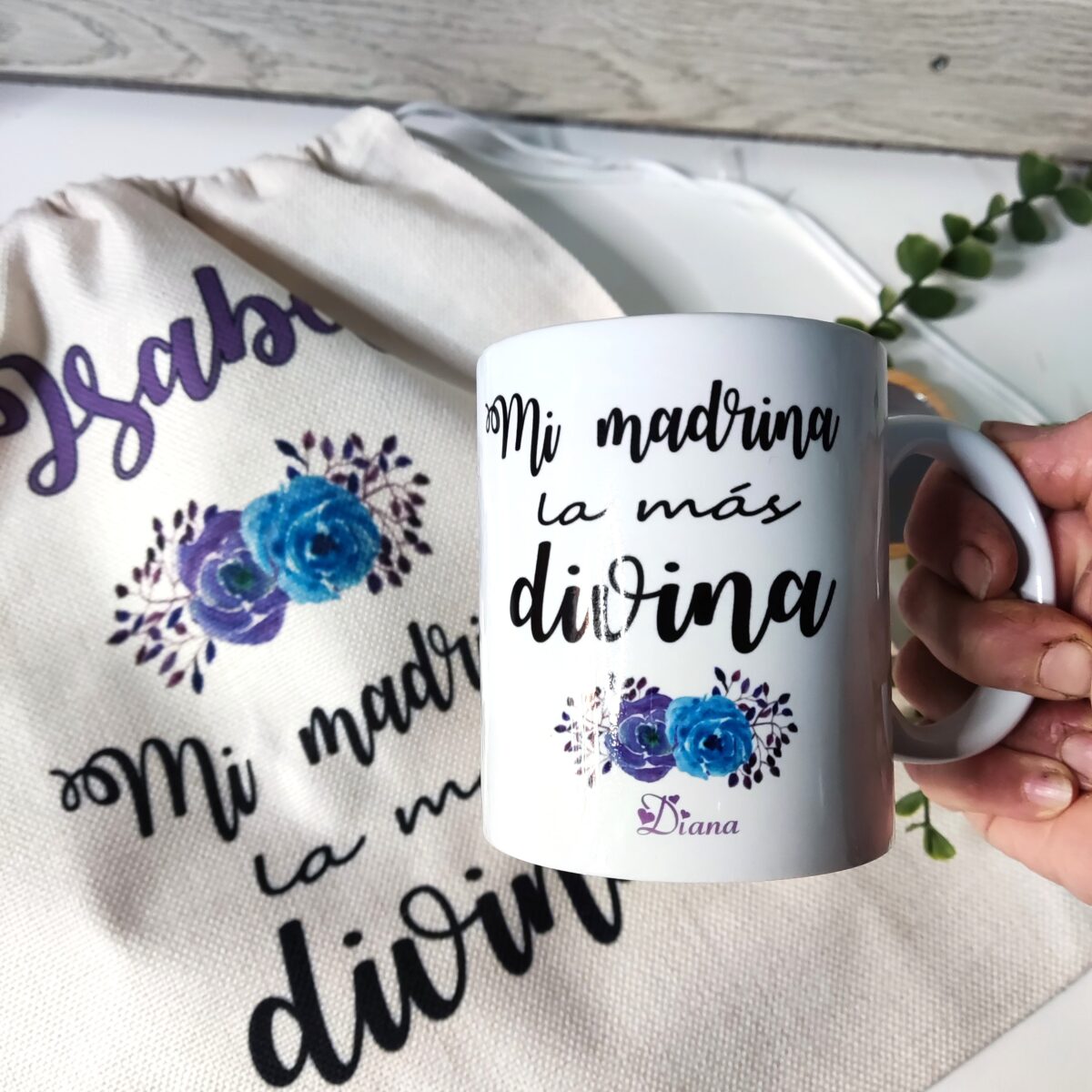 Kit regalo  mujer para madrinas flor azul - Imagen 3