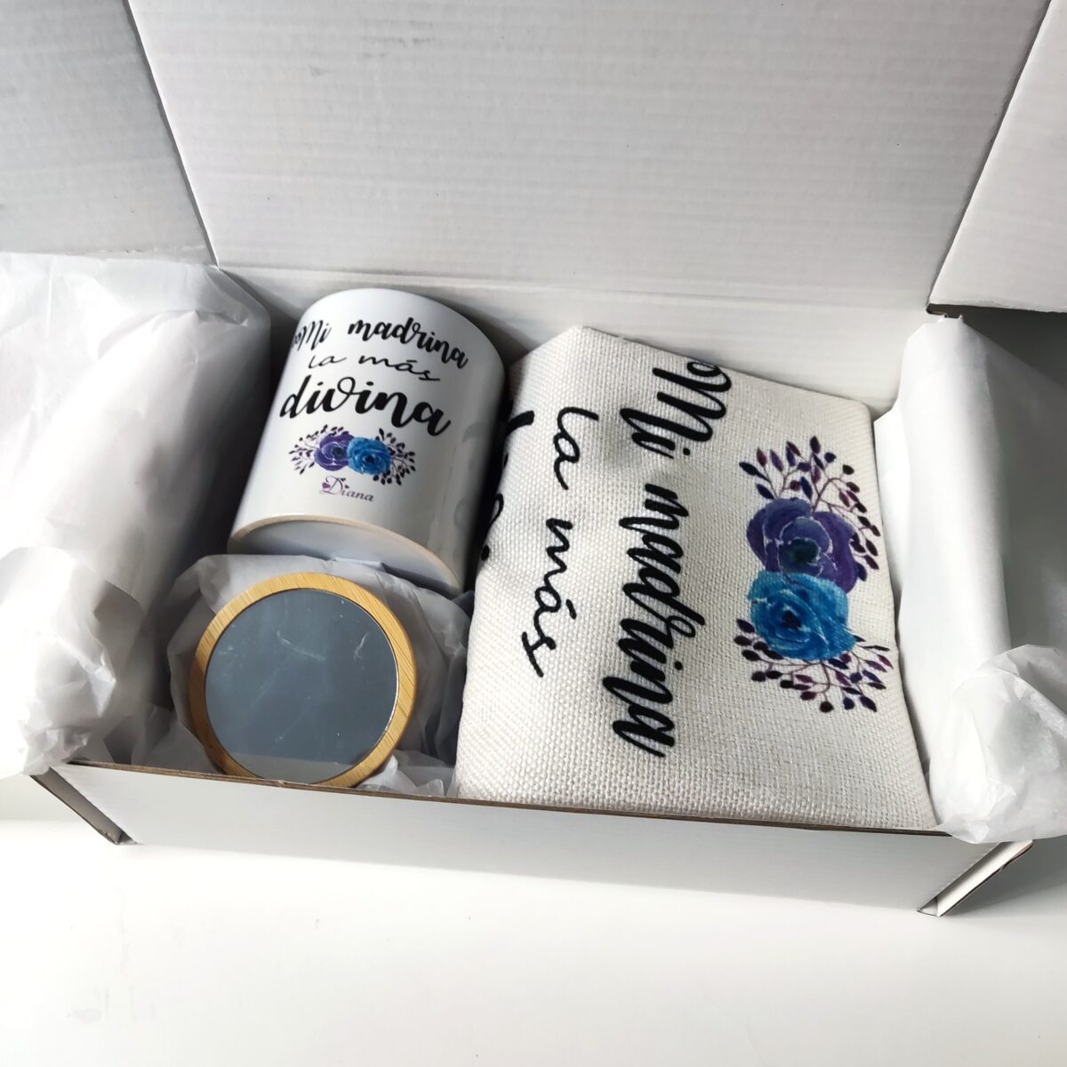 Kit regalo  mujer para madrinas flor azul - Imagen 6