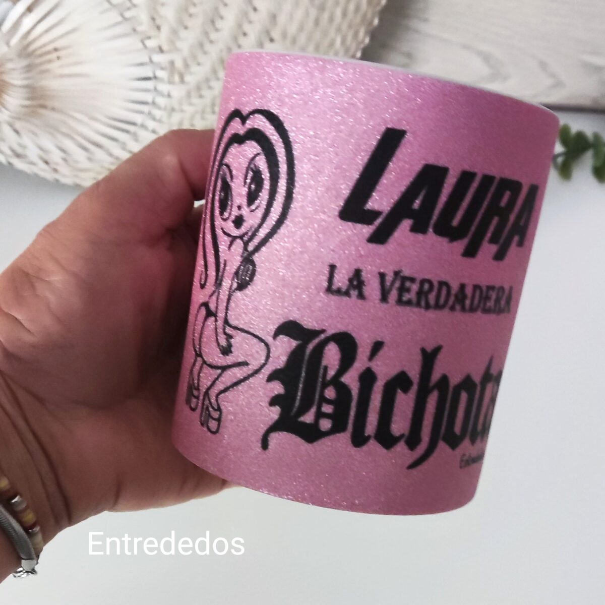 Taza con purpurina y frases personalizadas - Imagen 5