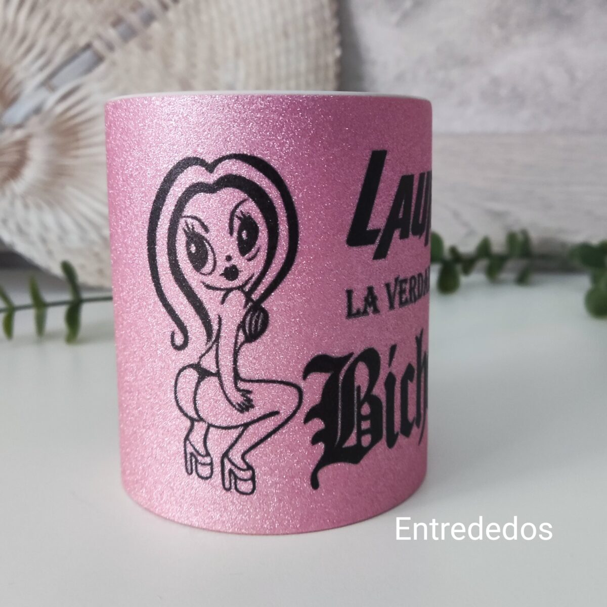 Taza con purpurina y frases personalizadas - Imagen 4