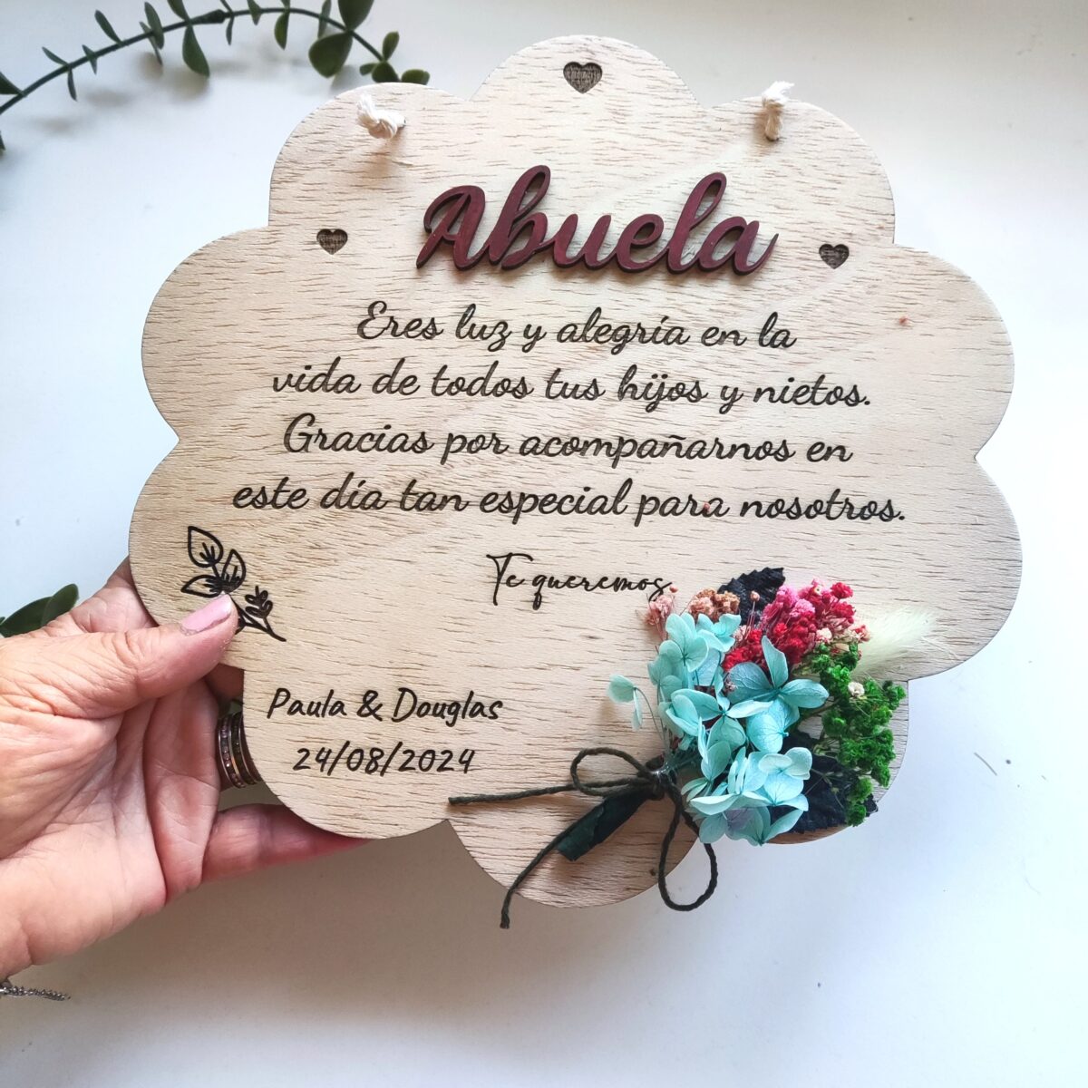 Placa de madera personalizada para; abuelo/madrina/padrino/hermana. - Imagen 1