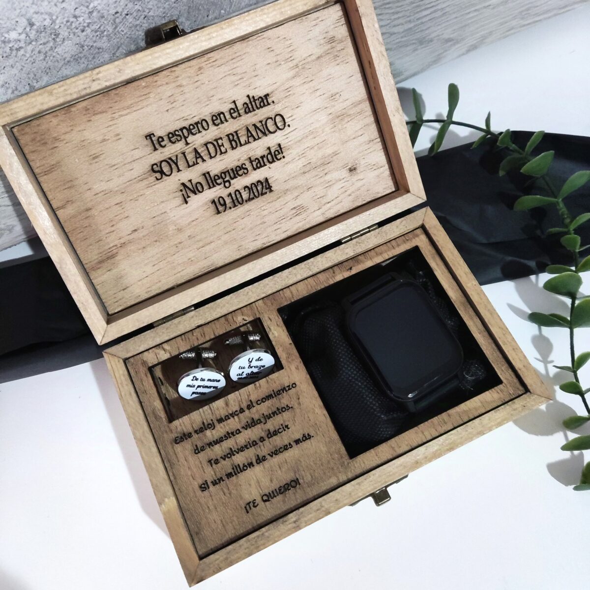 Caja personalizada personalizada "PARA EL RELOJ Y GEMELOS" - Imagen 1
