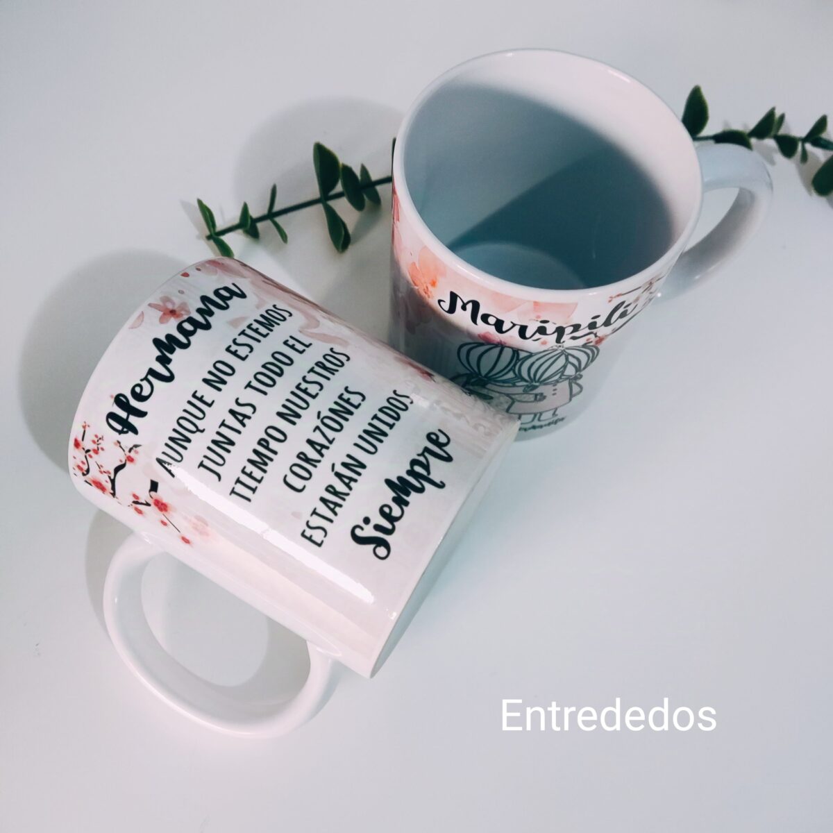 Taza personalizada para hermana diseño flores rosas - Imagen 4