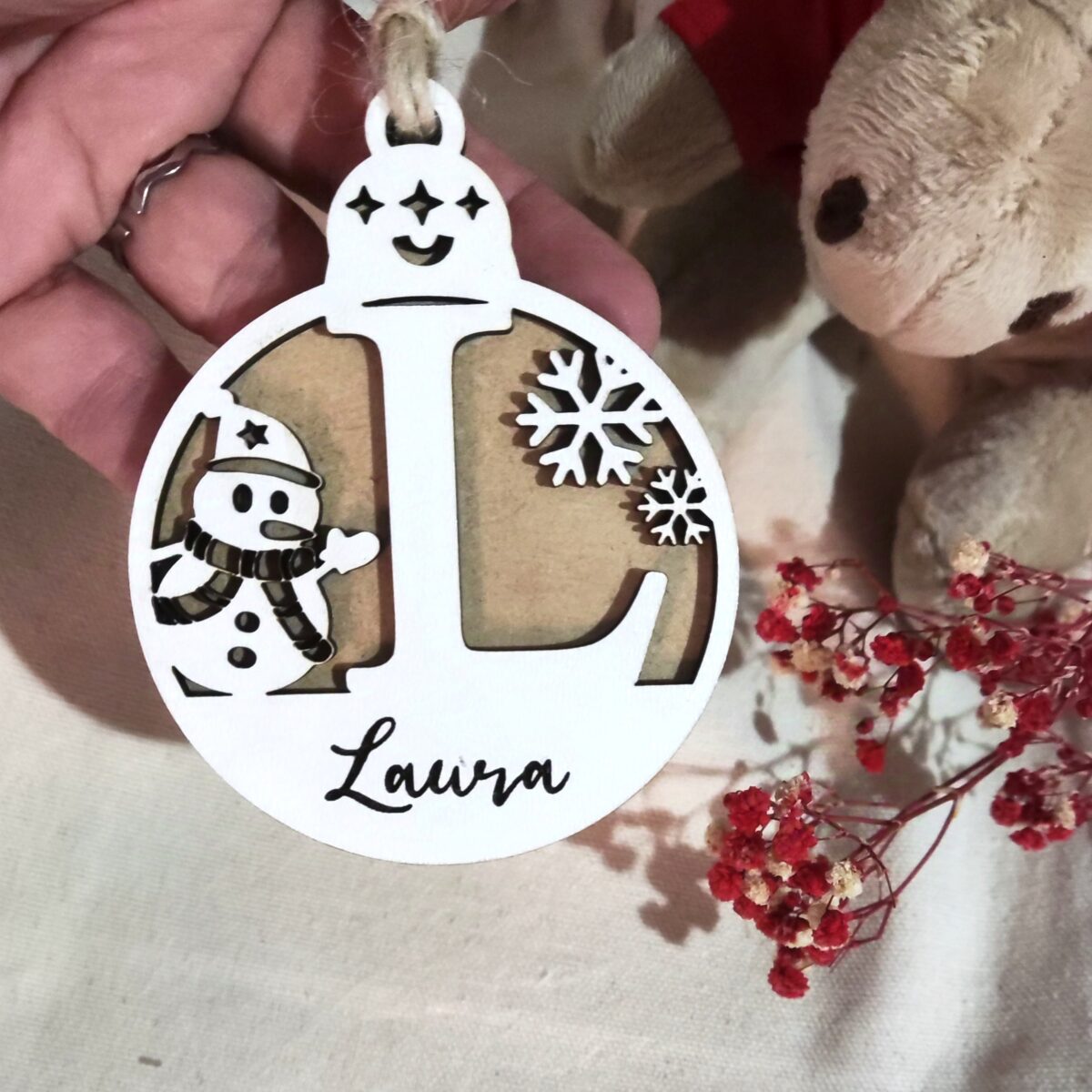 🎄 Bola madera personalizada 🎄 Muñeco de nieve - Imagen 4