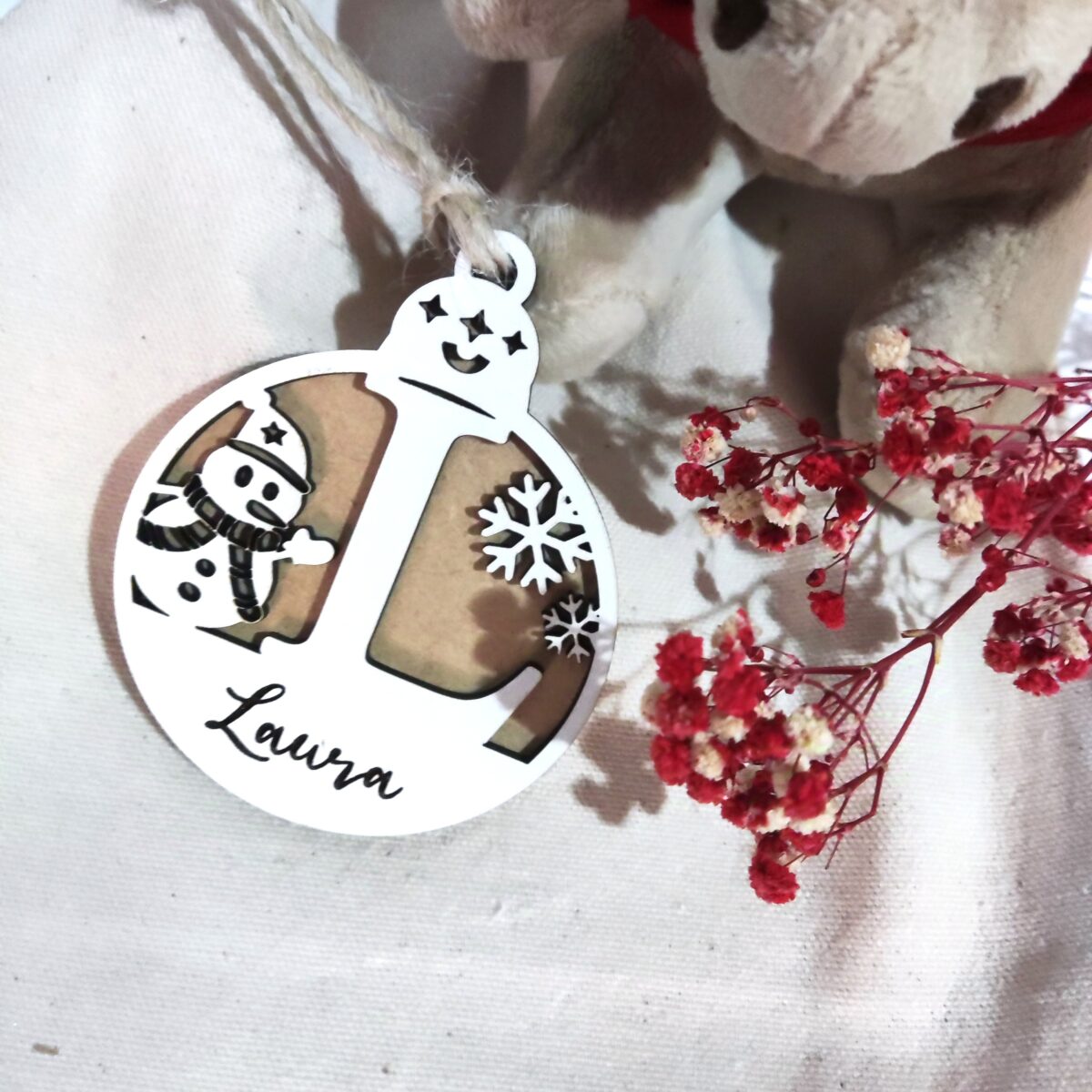 🎄 Bola madera personalizada 🎄 Muñeco de nieve - Imagen 3