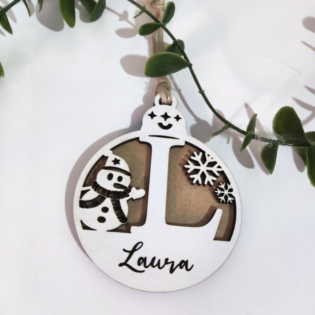 🎄 Bola madera personalizada 🎄 Muñeco de nieve - Imagen 2