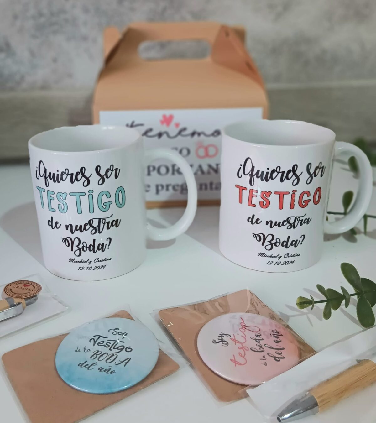 Kit regalo testigos de boda ¿quieres ser testigo de nuestra boda? NARANJA - Imagen 7