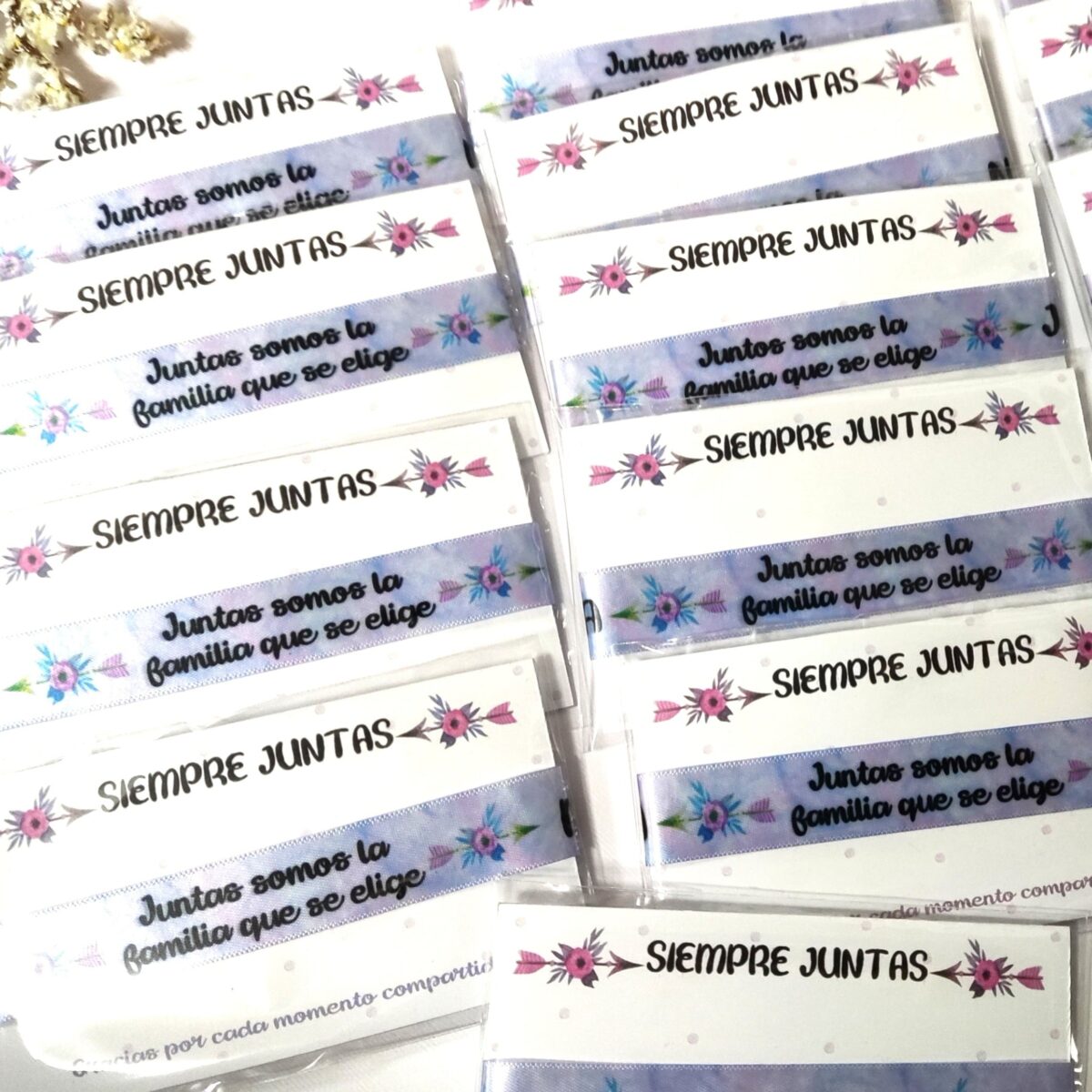 Pulseras de tela "SIEMPRE JUNTAS" - Imagen 1