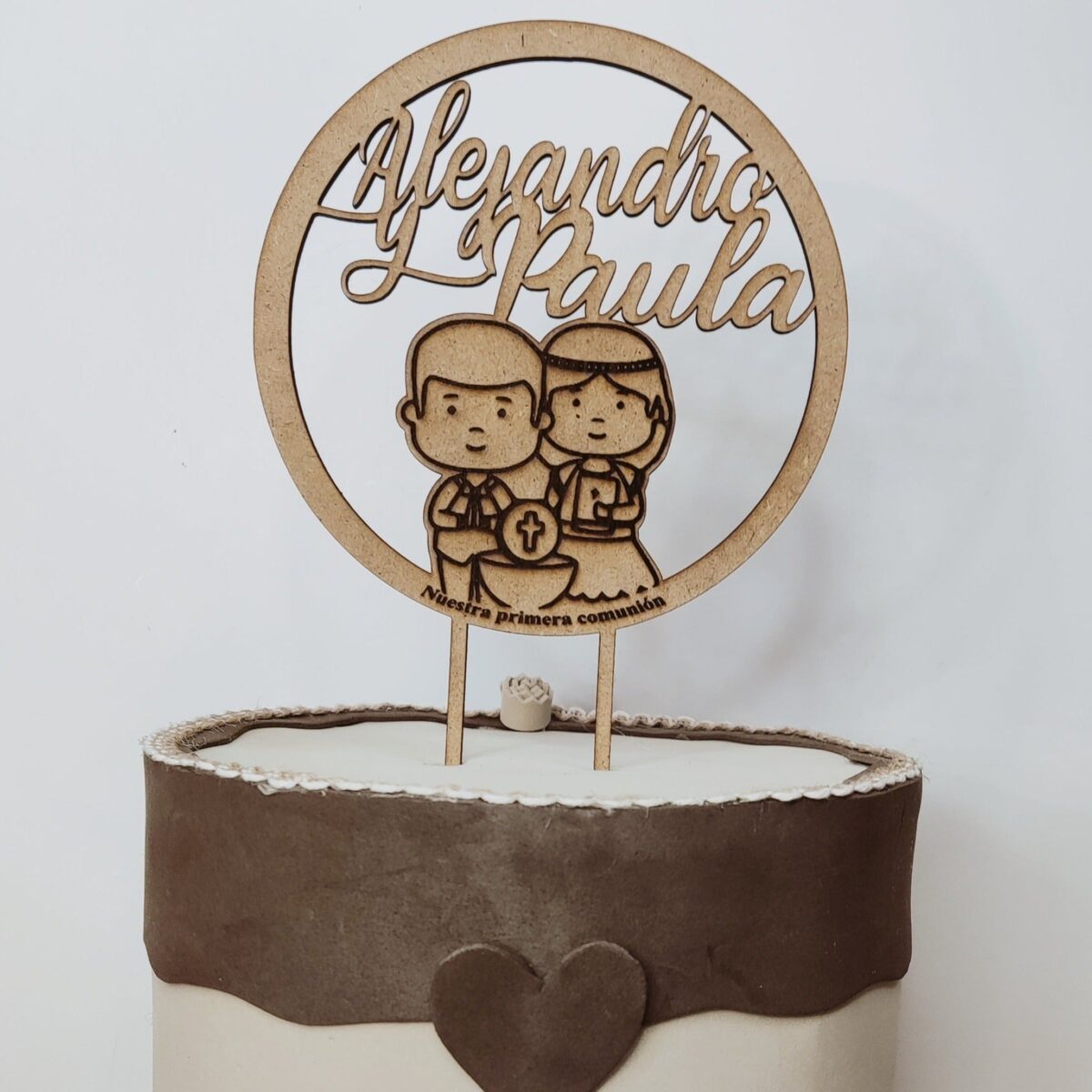 Toppers de madera comunión "GEMELOS" - Imagen 2