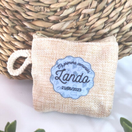 Monedero de yute para comunión o boda