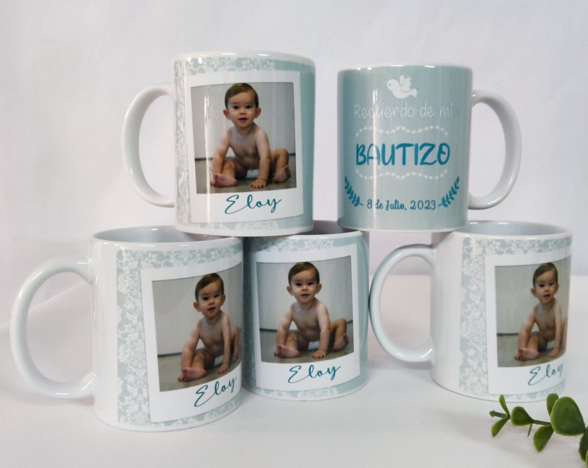 Taza bautizo o baby shower Javier - Imagen 3