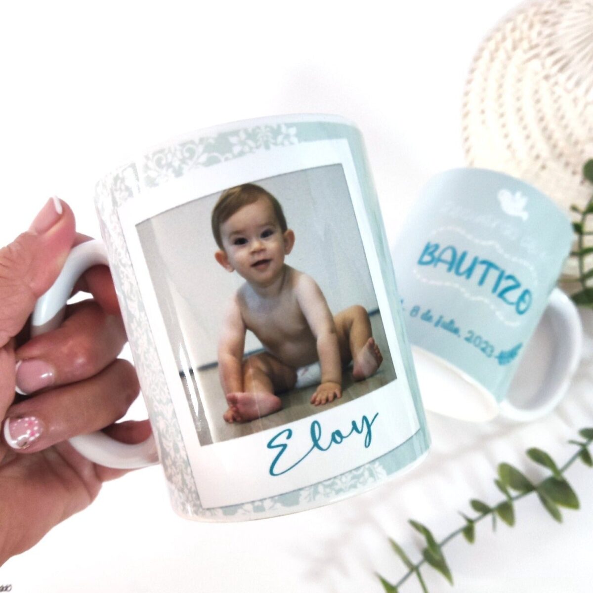 Taza bautizo o baby shower Javier - Imagen 2
