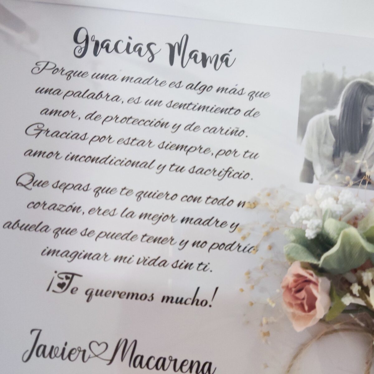 Cuadro de madera con ramillete de flores - Imagen 2