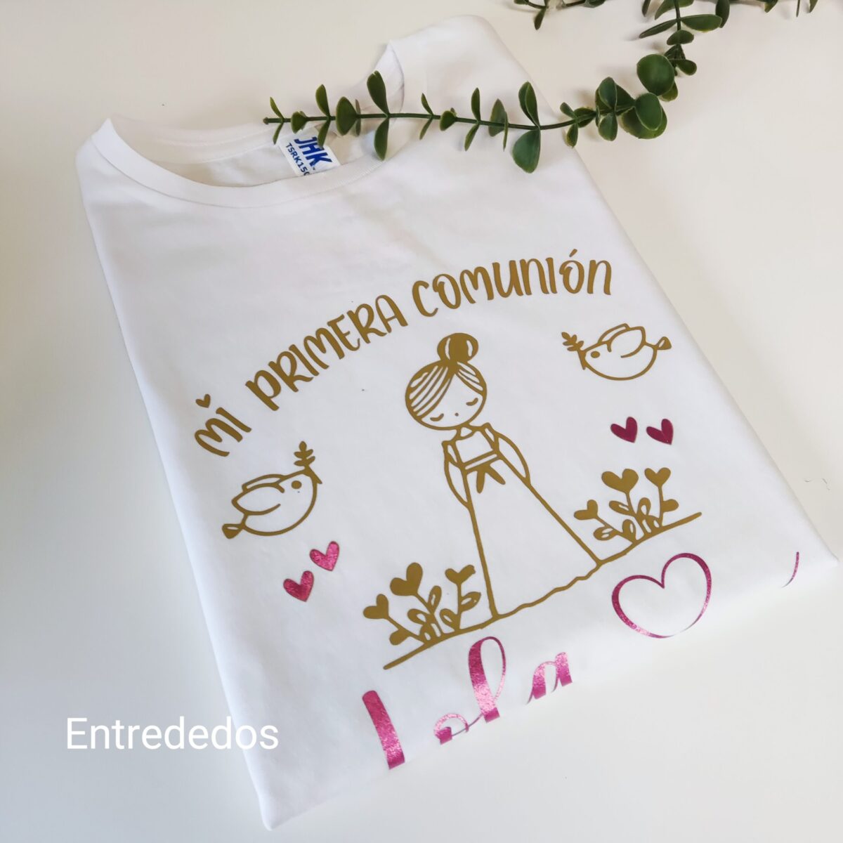 Camiseta niña de comunión personalizada (MANGA CORTA) - Imagen 2
