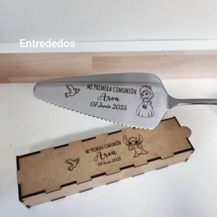 Pala para tarta personaliza + CAJA NATURAL