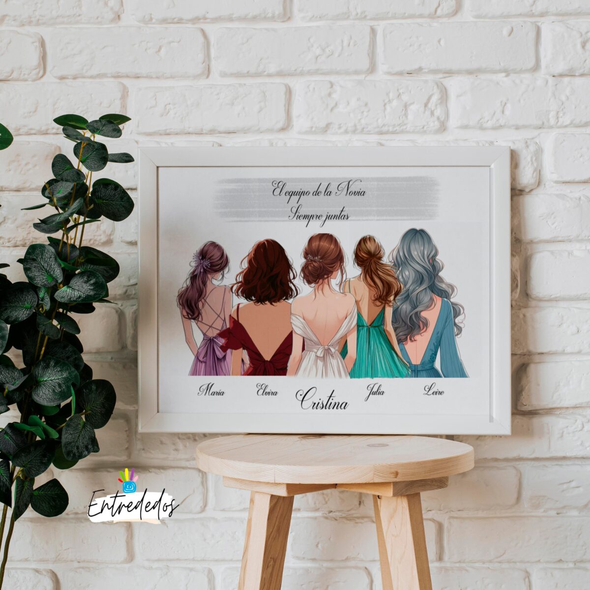 Marco y Lámina para Damas de Honor y novias personalizado - Imagen 1
