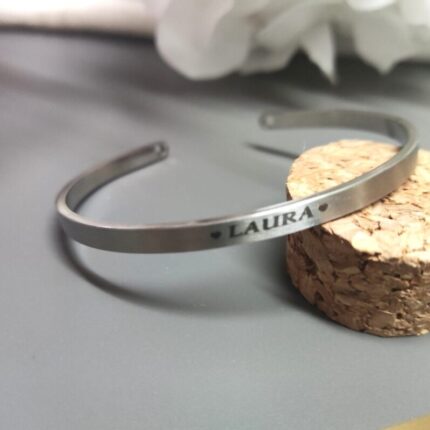 Brazalete o pulsera de acero inoxidable PLATA