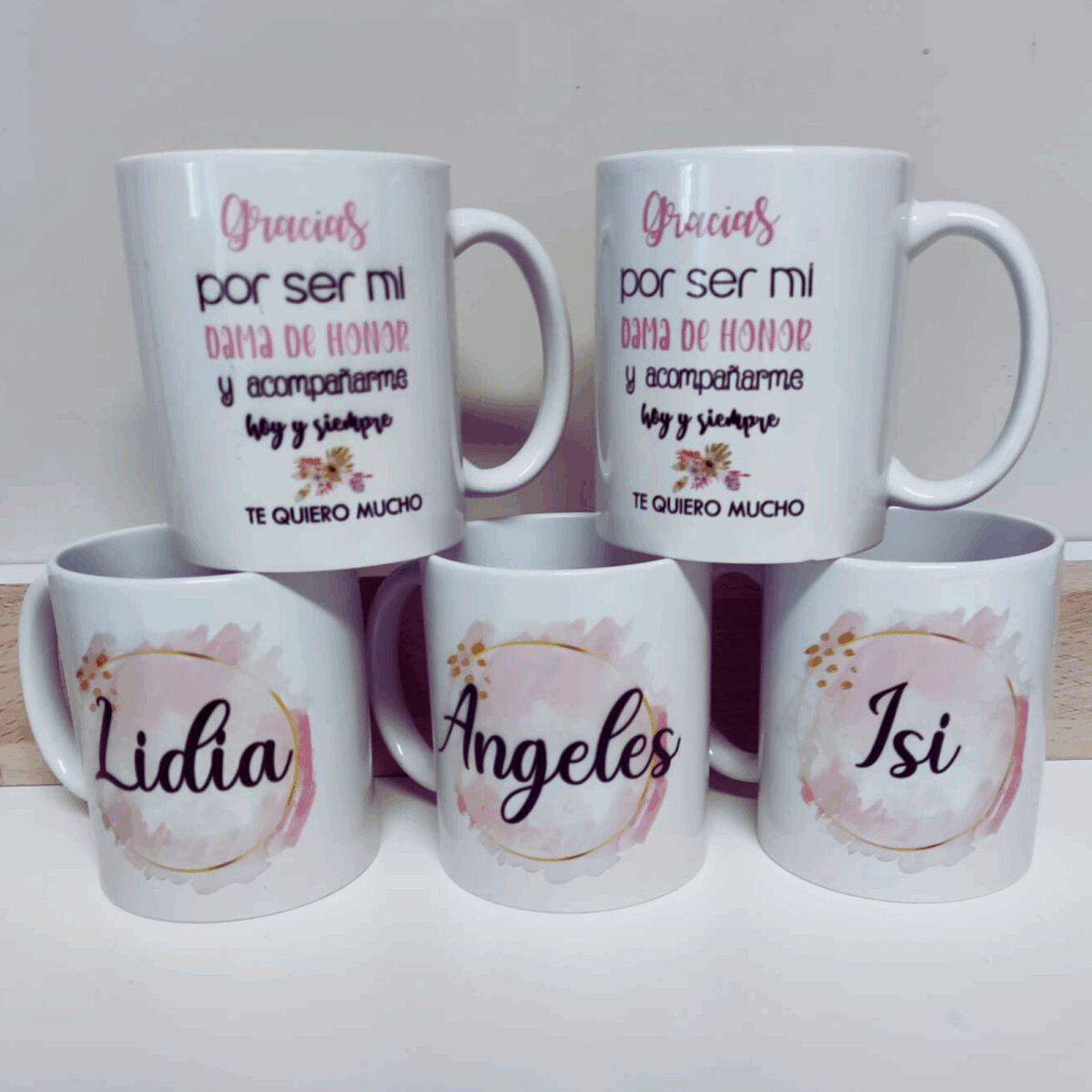 Taza damas de honor "ACUARELA ROSA" - Imagen 3