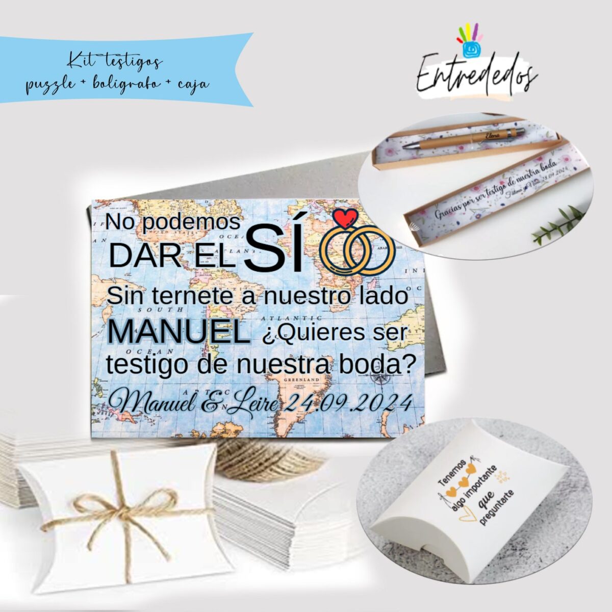 Kit  regalo para testigos ¡tengo algo que preguntarte! - Imagen 1