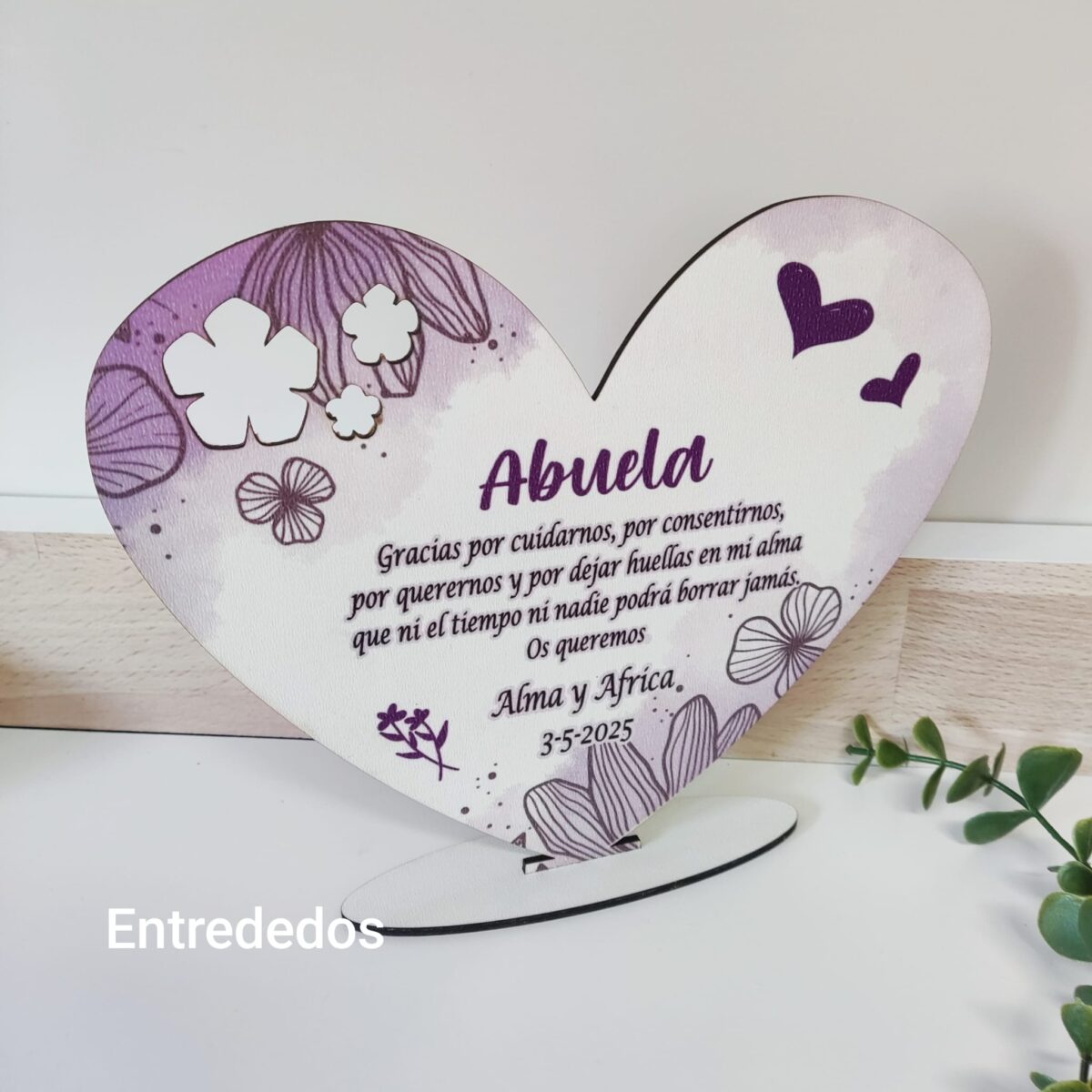 Corazón de madera mujer tonos "VIOLETA" - Imagen 1