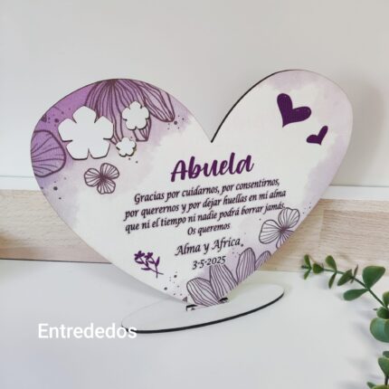 Corazón de madera mujer tonos "VIOLETA"