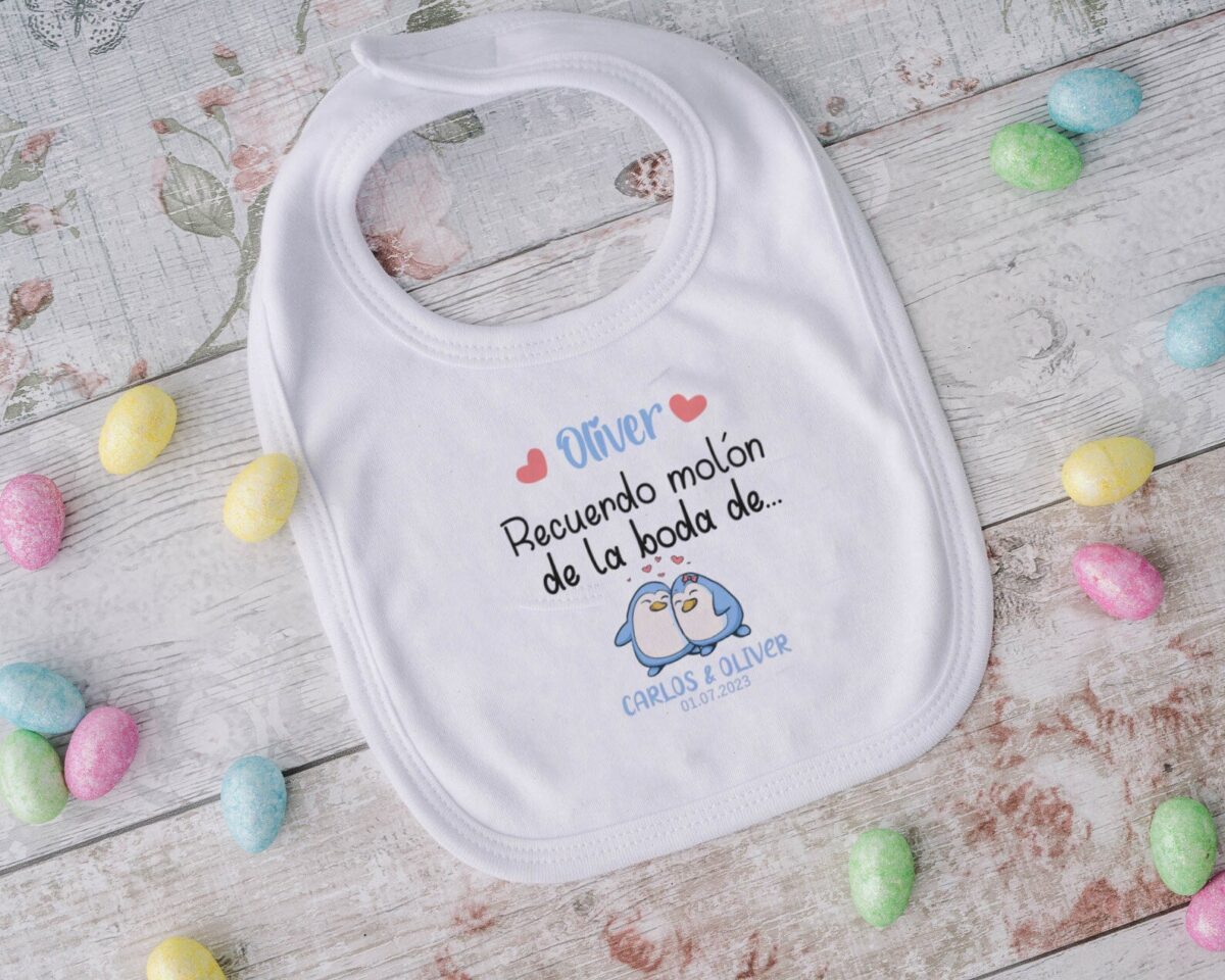 Baberos personalizados "BODAS" PINGUINOS - Imagen 1