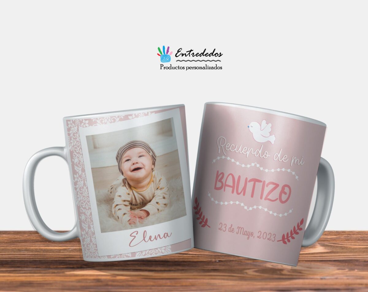 Taza bautizo o baby shower personalizada Elena - Imagen 4