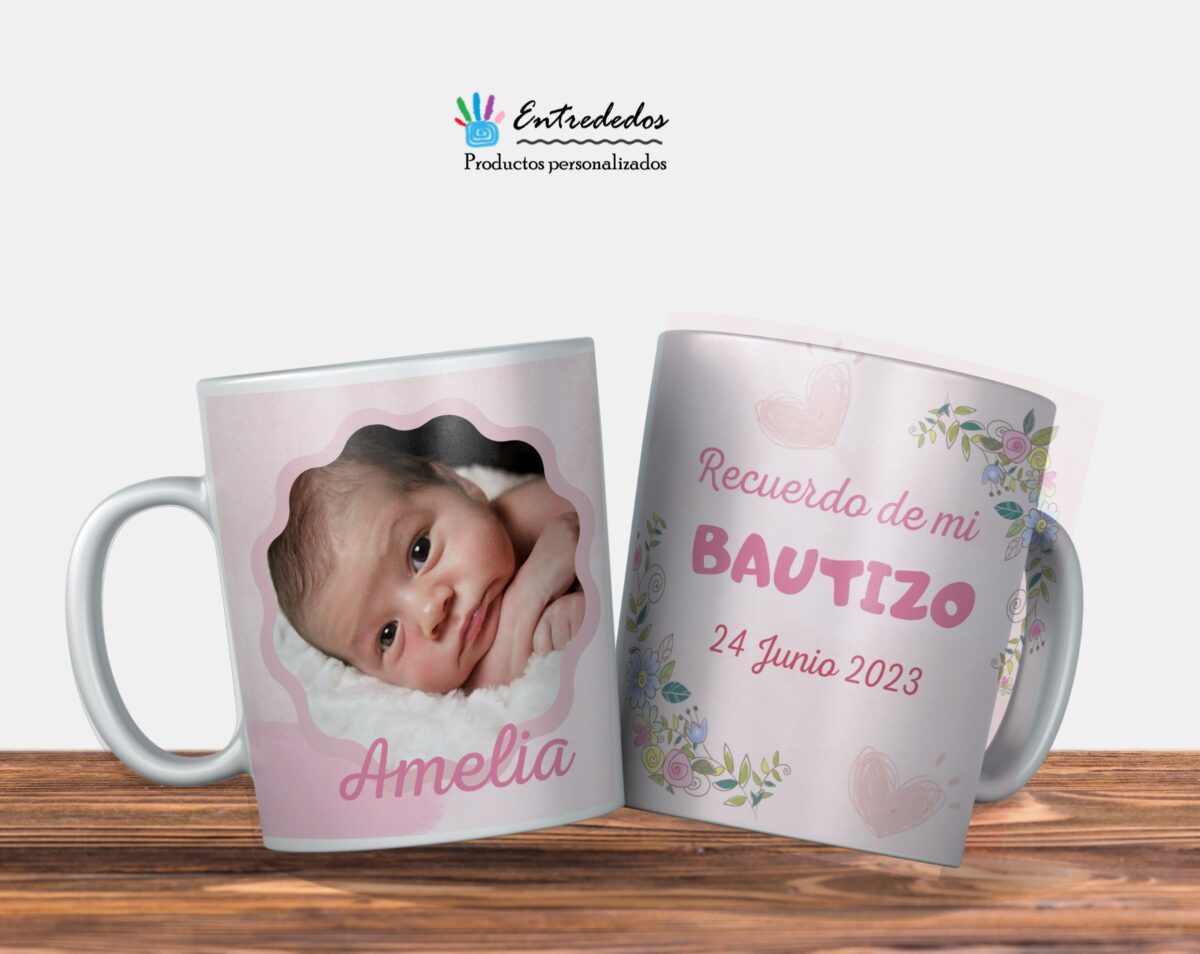 Taza bautizo o baby shower Amelia - Imagen 4